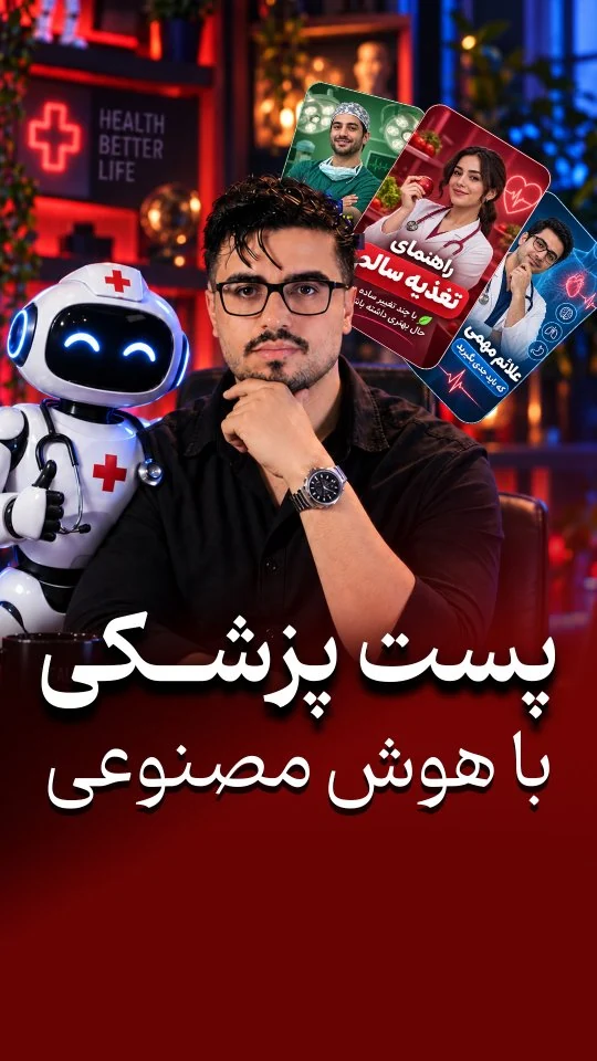 کاور اصلی ویدیوی محتوانگار درباره طراحی پست پزشکی با هوش مصنوعی و تصویر مرجع