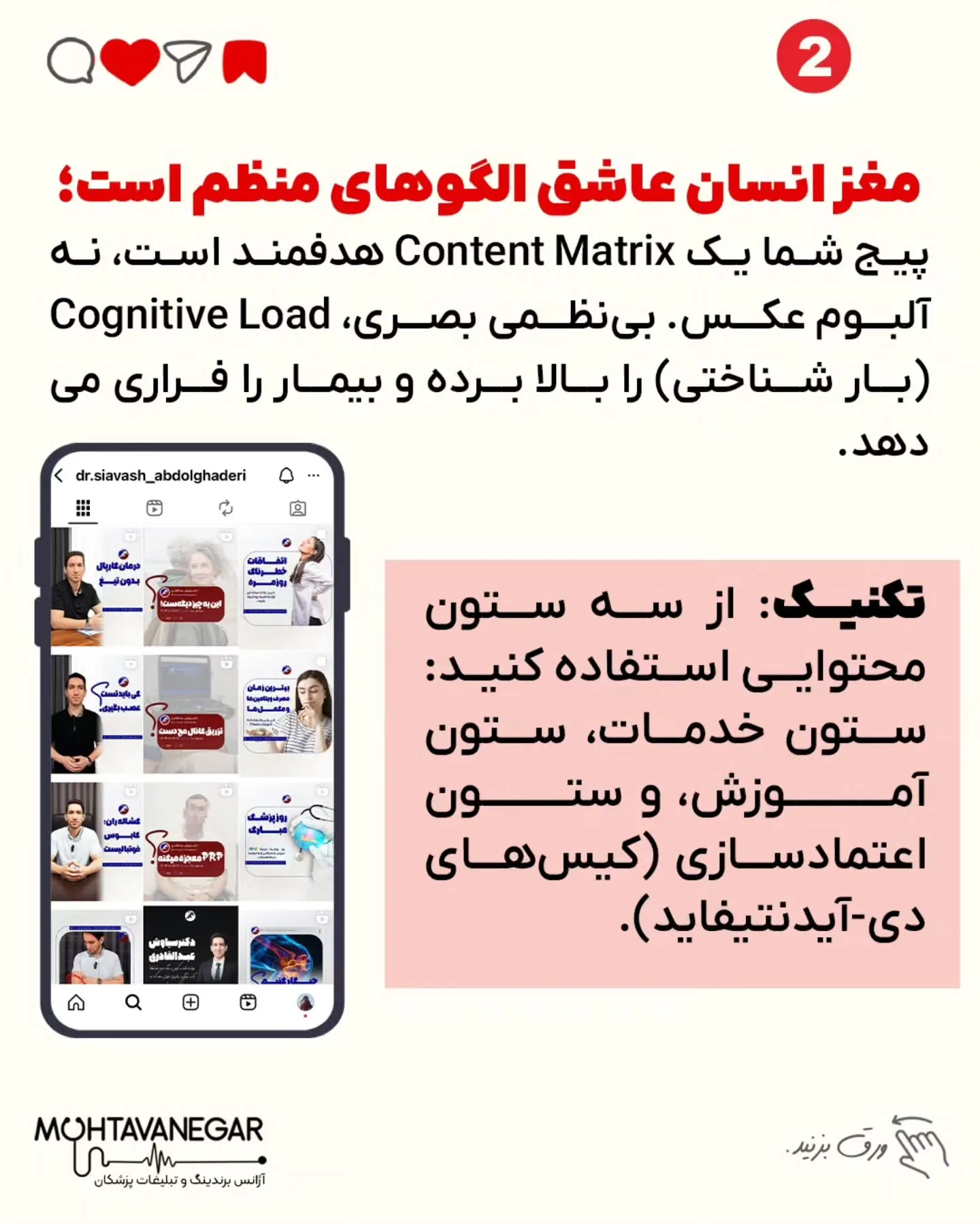 ⚡ اگر به برندینگ پزشکی به‌عنوان یک استراتژی در رقابت درمانی نگاه می‌کنید، آموزش‌های محتوانگار را…؛ اسلاید 3 از 8