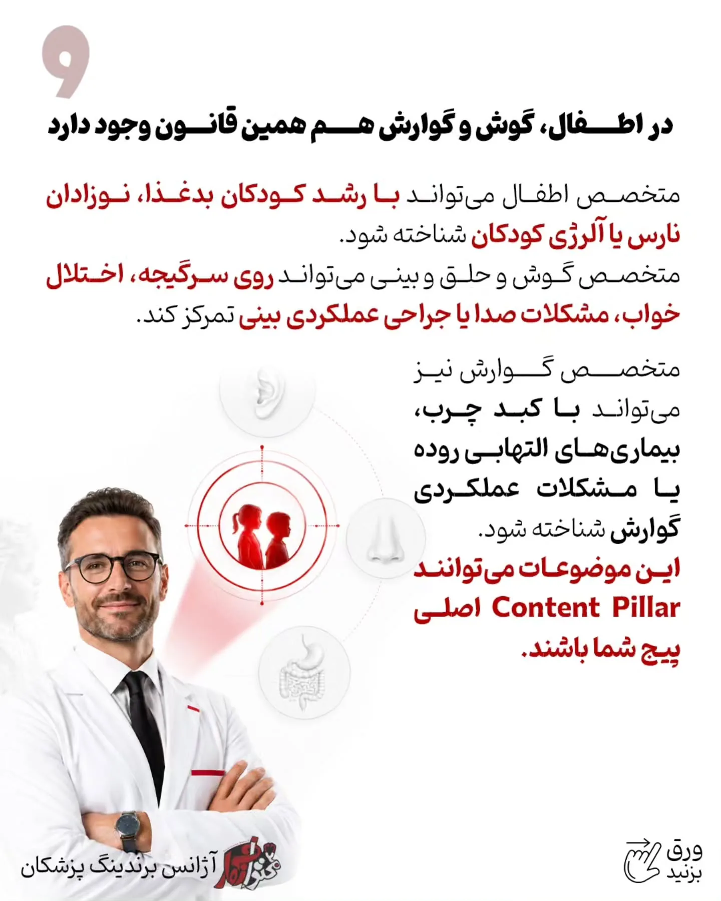 در بازار شلوغ امروز، بیمار معمولاً به دنبال «پزشک همه‌کاره» نیست؛ او می‌خواهد پزشکی را پیدا کند که…؛ اسلاید 10 از 13