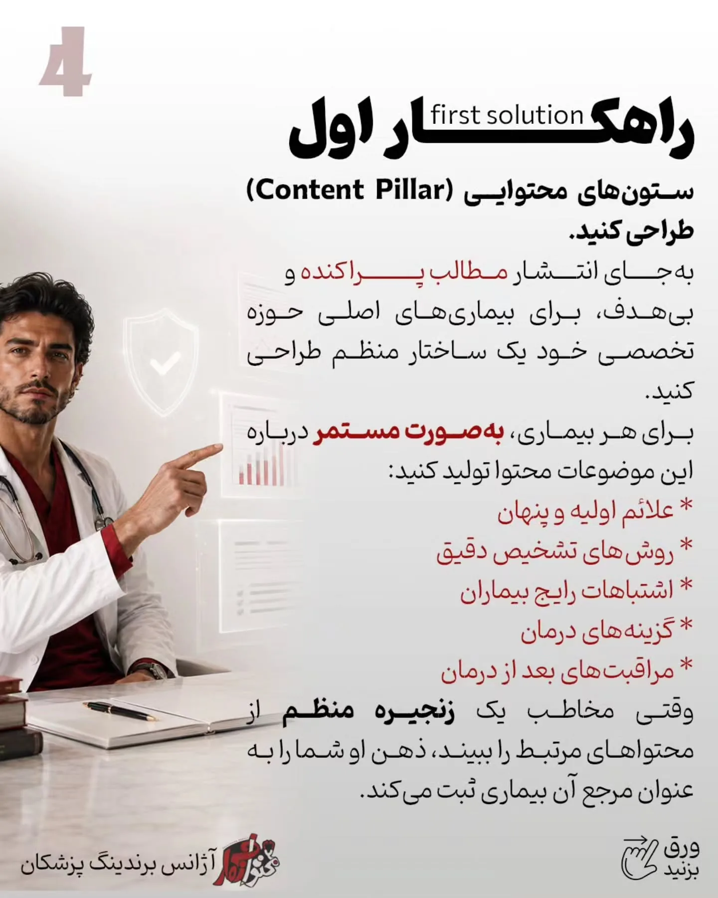 برندینگ پزشکی یعنی بیمار فقط نام و خدمات شما را نبیند؛ بلکه جایگاه علمی، دقت بالینی و شیوه تصمیم‌گیری…؛ اسلاید 5 از 13