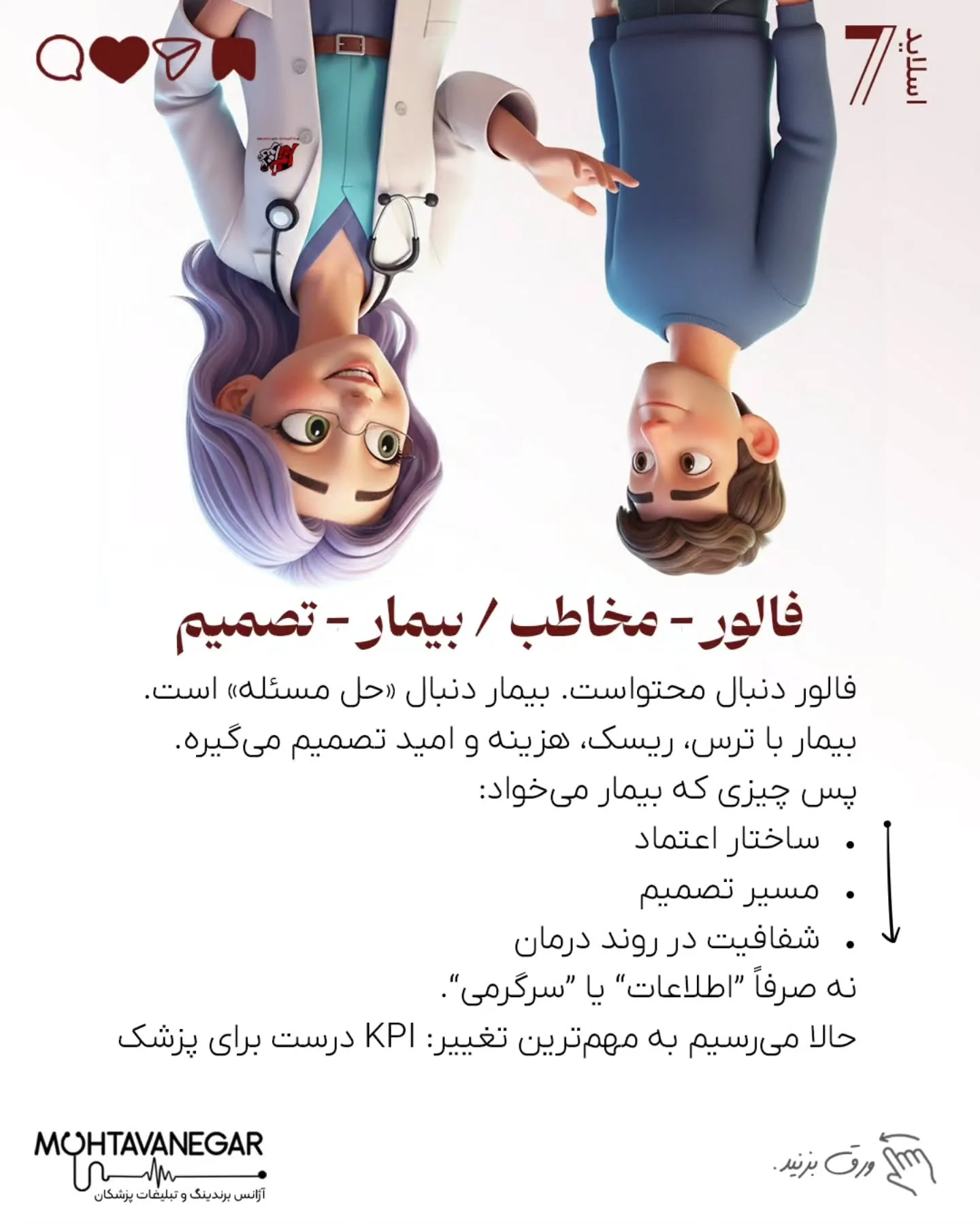 مغز پزشکِ دقیق و مسئولیت‌پذیر، که عادت به کنترل و نتیجه داره، دقیقاً همین‌جا آسیب‌پذیر می‌شه؛ اسلاید 8 از 12