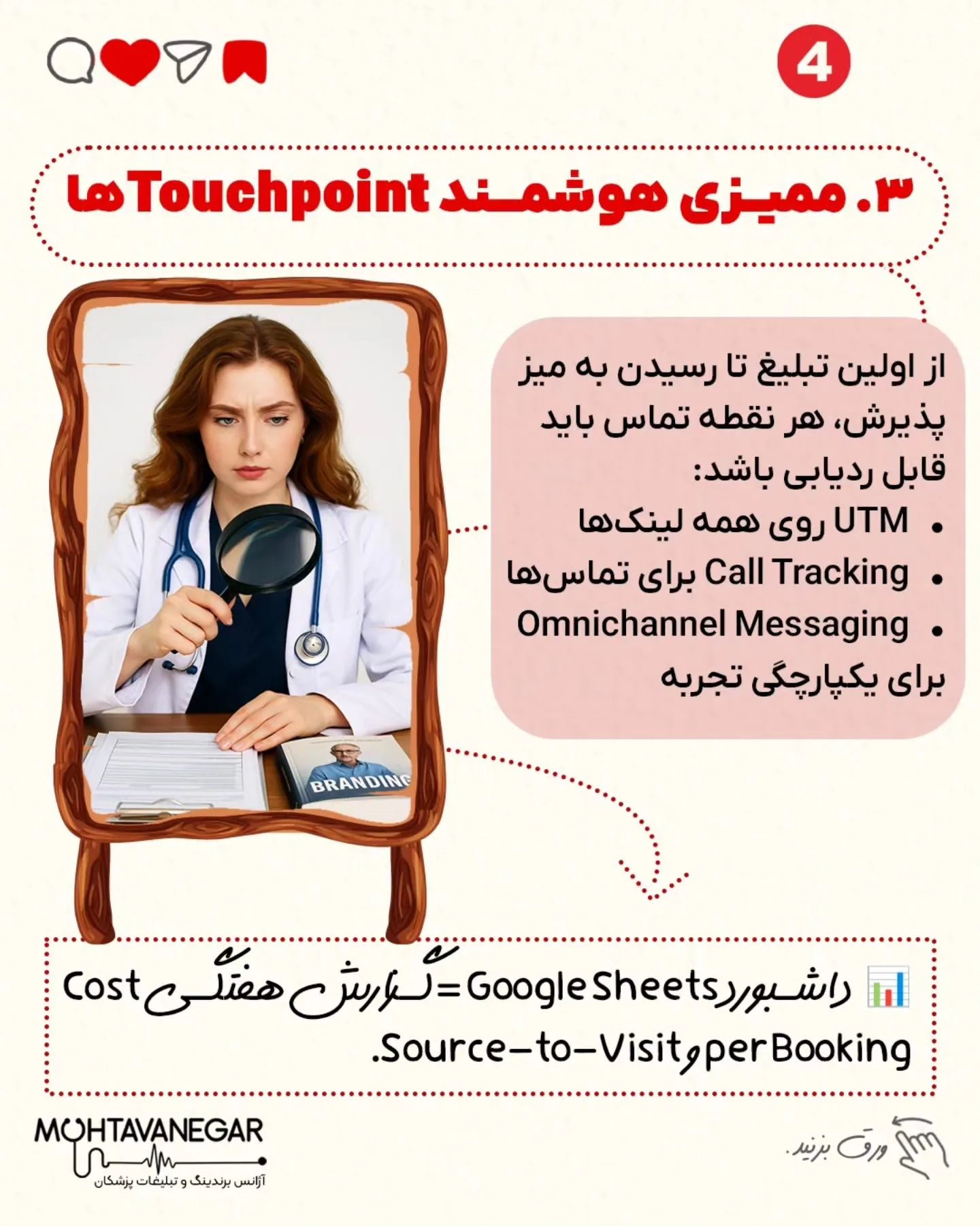 از شناخت پرسونای دقیق تا ردیابی همهٔ نقاط تماس، از کاهش اضطراب قبل از ویزیت تا پیگیری هوشمند بعد از…؛ اسلاید 5 از 9