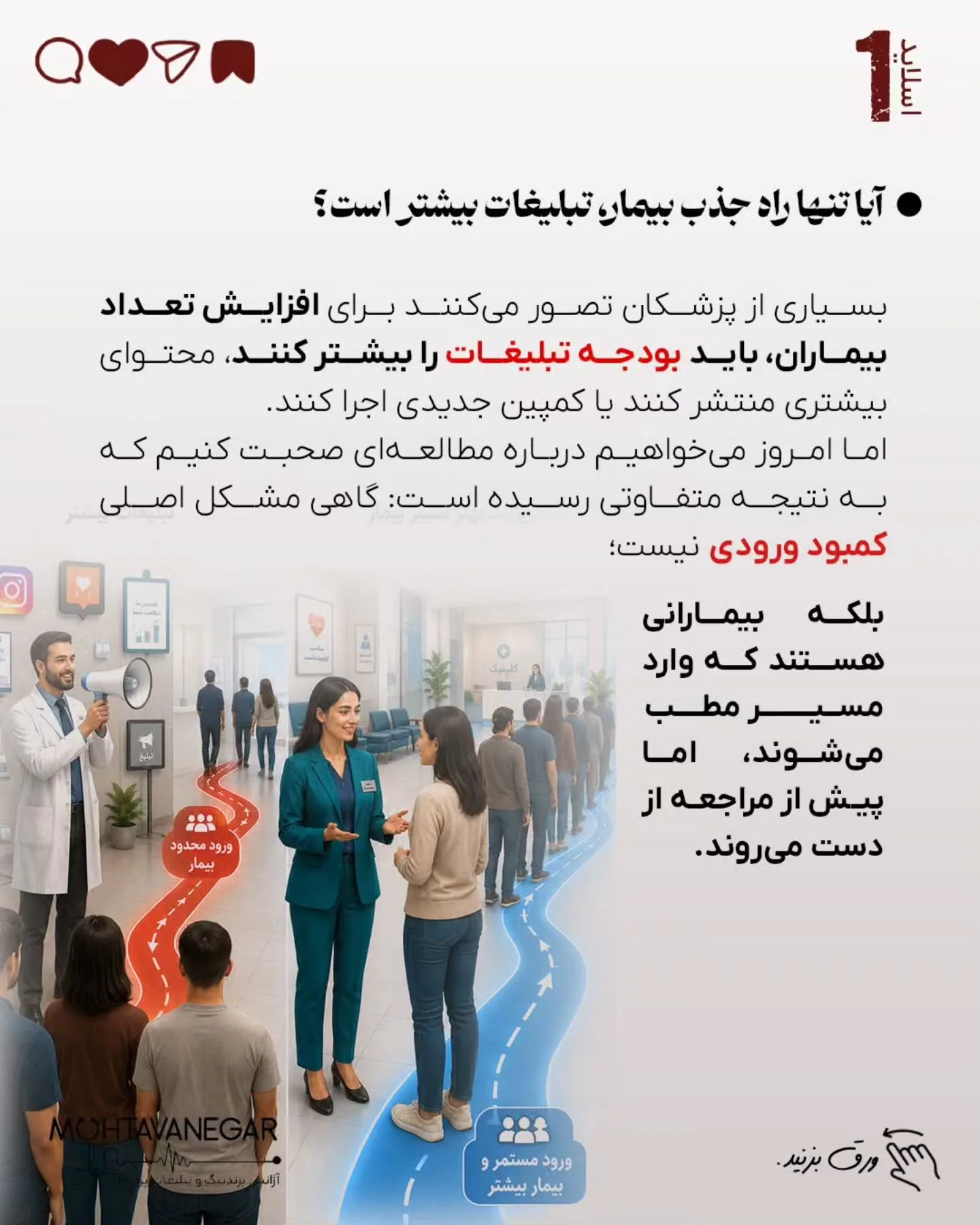 بسیاری از بیماران از لحظه تماس تا زمان حضور در مطب، به دلیل ابهام، نگرانی یا نداشتن راهنمایی کافی، از…؛ اسلاید 2 از 11