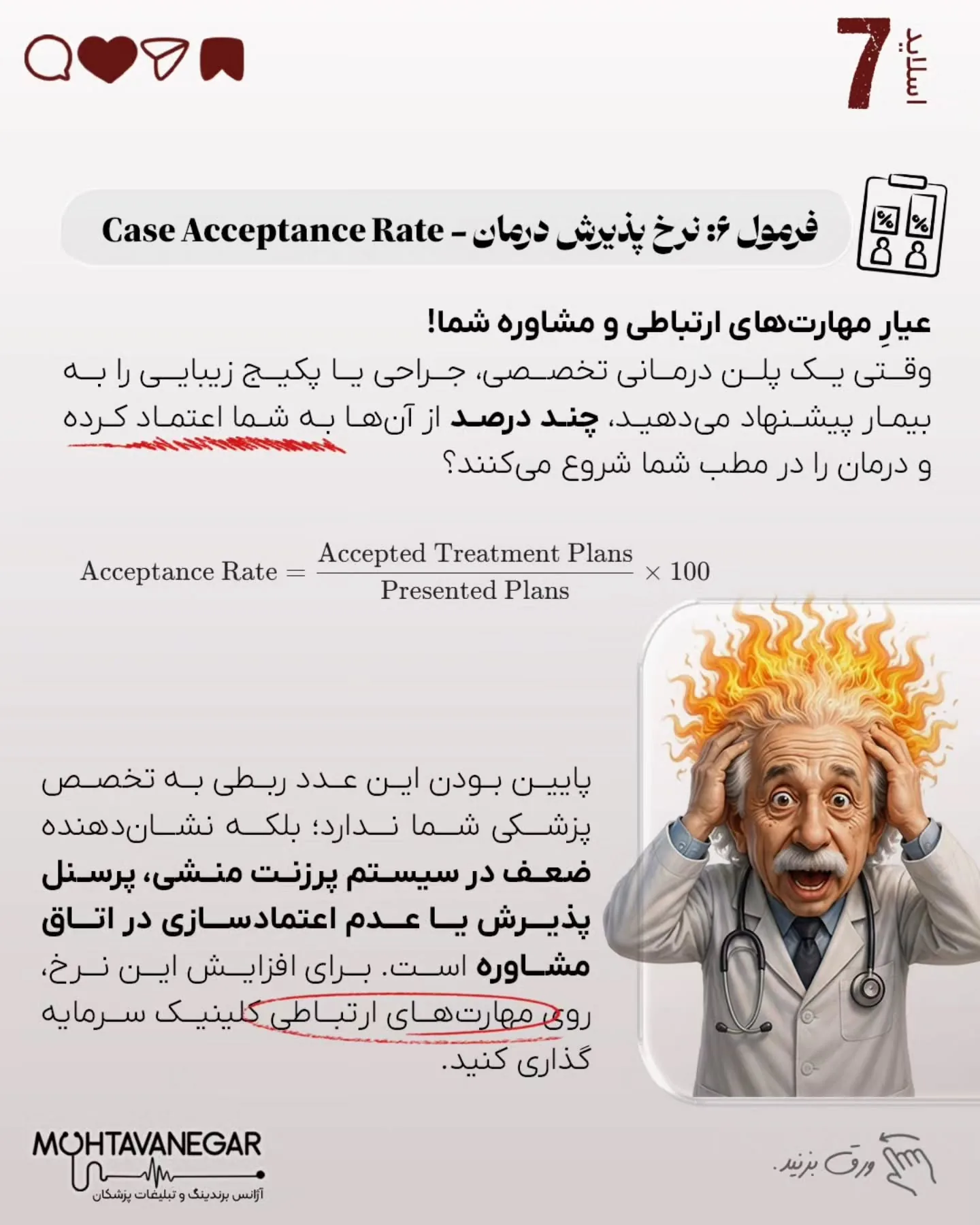 همان‌طور که در اسلایدهای این پست اشاره کردیم، مدیریت مدرن کلینیک بر پایه شاخص‌های کلیدی عملکرد (KPI)…؛ اسلاید 8 از 12