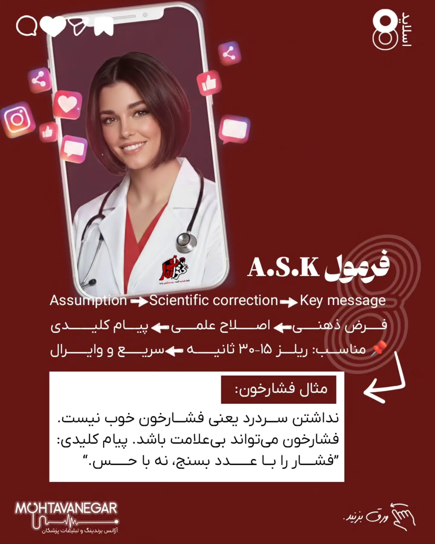 در دنیای امروز، آنچه شما را متمایز می‌کند برندینگ پزشکی است؛ یعنی اینکه چطور دانش‌تان را روایت…؛ اسلاید 9 از 12