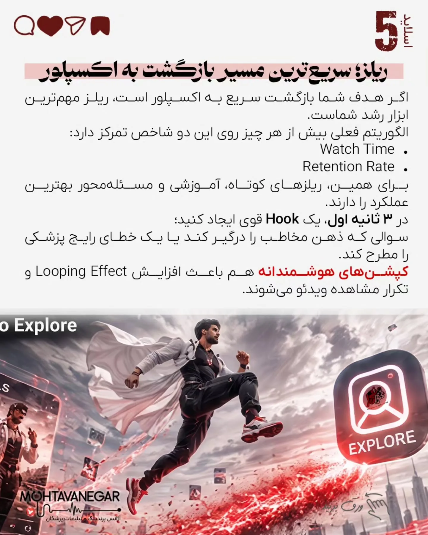 بسیاری از پزشکان فکر می‌کنند بعد از وقفه، فقط با یک پست «برگشتیم» همه چیز درست می‌شود؛ اما الگوریتم…؛ اسلاید 6 از 14