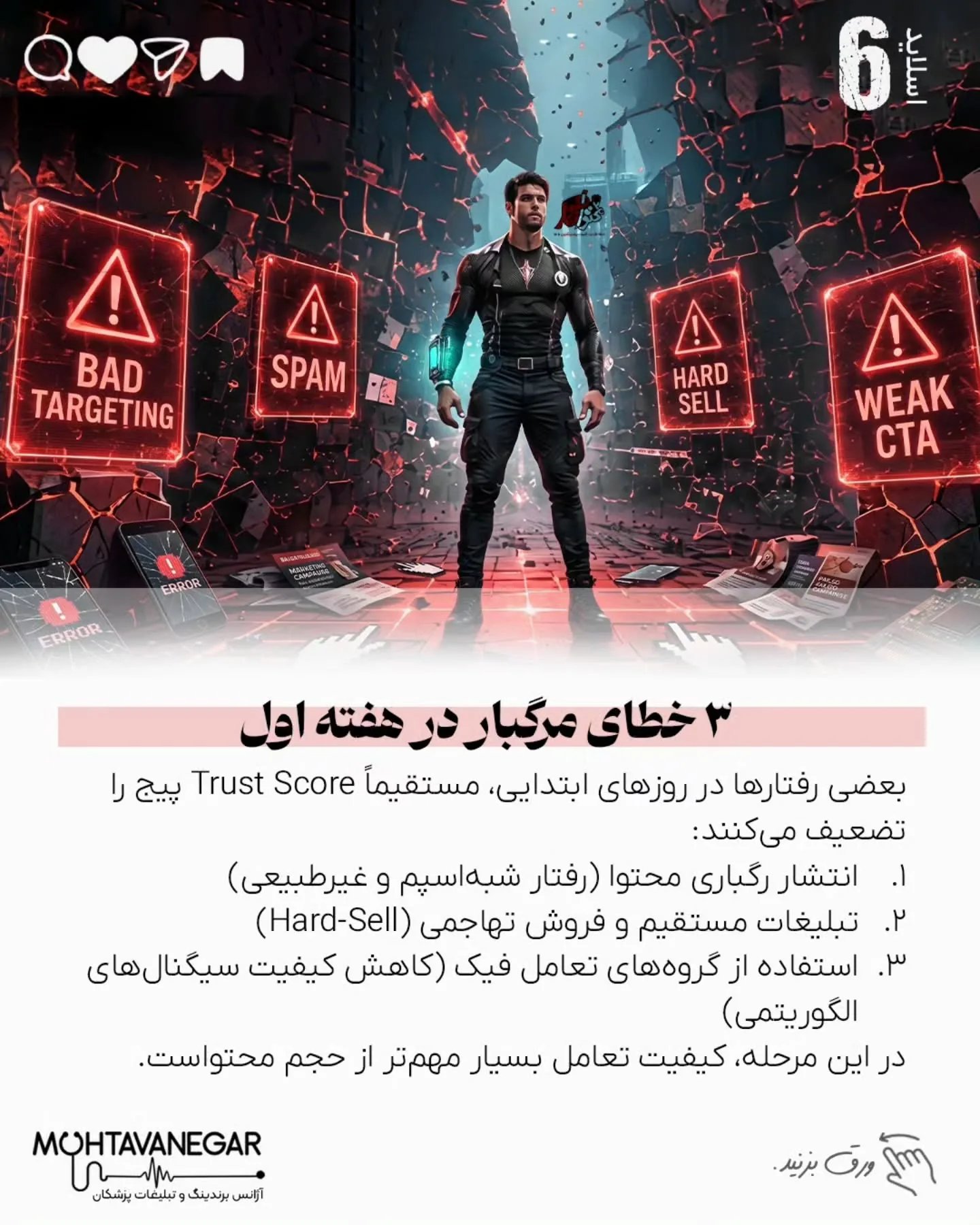 بسیاری از پزشکان فکر می‌کنند بعد از وقفه، فقط با یک پست «برگشتیم» همه چیز درست می‌شود؛ اما الگوریتم…؛ اسلاید 7 از 14